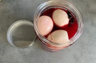 Pickled eggs in beetroot brine