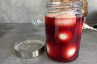 Pickled eggs in beetroot brine